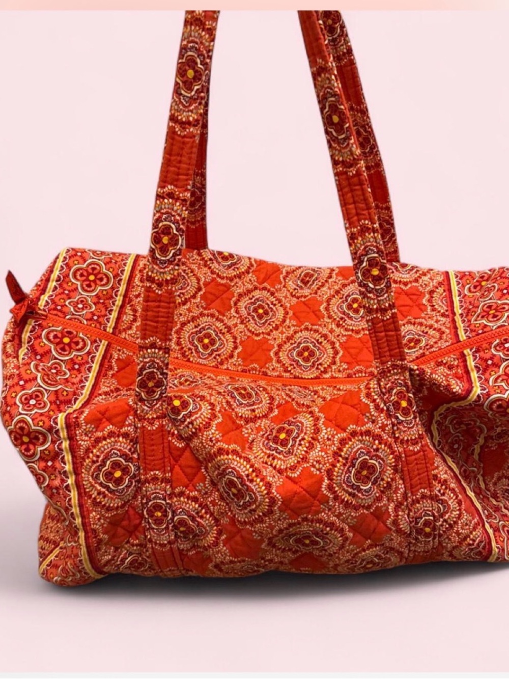 Vera Bradley Orange Quilted Floral Travel Tote